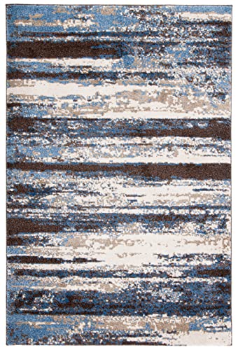 SAFAVIEH Retro Collection Area Rug - 6' x 9', Cream & Blue, Modern Abstract Design, Non-Shedding & Easy Care, Ideal for High Traffic Areas in Living Room, Bedroom (RET2138-1165)