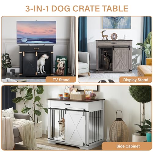 37.8'' Dog Crate Furniture with Storage Drawer, view 6
