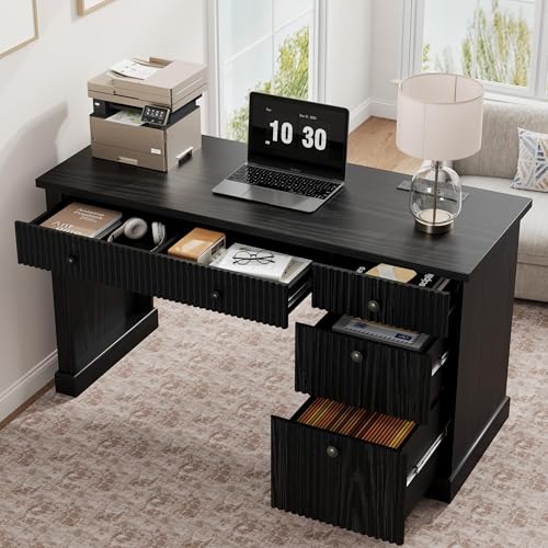 54" Fluted Home Office Desk with File Drawer for Home Office, view 4