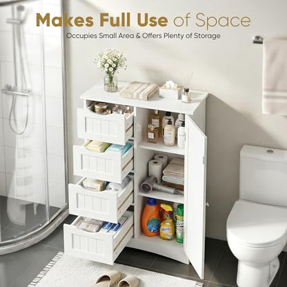 Bathroom Storage Cabinet with 4 Drawers and 1 Cupboard, view 8