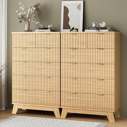 Fluted Dresser for Bedroom with 6 Drawers, view 5