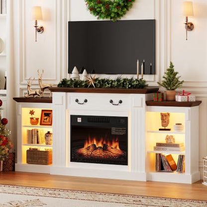 Electric Fireplace TV Stand with Mantel - 72" LED Fire Place, view 2