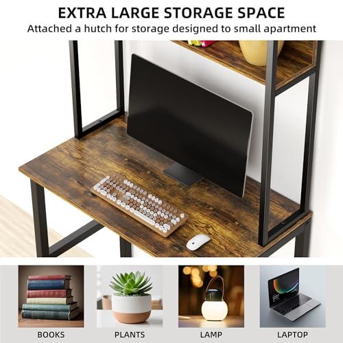 Small Desk with Shelves, Computer Desk with Hutch, 31", view 5