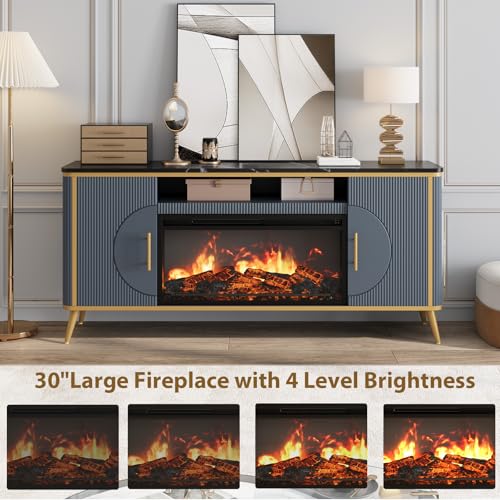 Fluted Fireplace TV Stand Up to 80" TVs, view 6