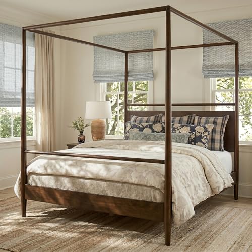 LUMISOL Canopy Bed Frame Queen, Solid Wood Canopy Bed Frame with Four Poster, view 7