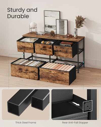 SONGMICS Dresser for Bedroom, Wide Dresser with 5 Fabric Drawers, view 7