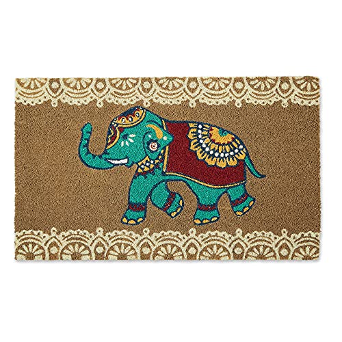 Animal Collection Natural Coir Doormat, 17x29, Indian Elephant