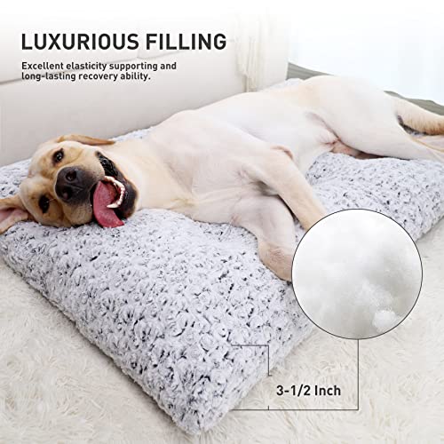 Washable Dog Bed Medium Size Dog Crate Bed Plush Pet Mat 35"x23" Gray, view 4