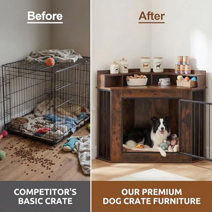 Corner Dog Crate Furniture for Small, Medium Dogs, view 6