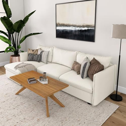 Cross Leg Rectangular Coffee Table, 48 Inch Wood Coffee Table for Living Room, Modern Center Table, Cocktail Table, Pecan