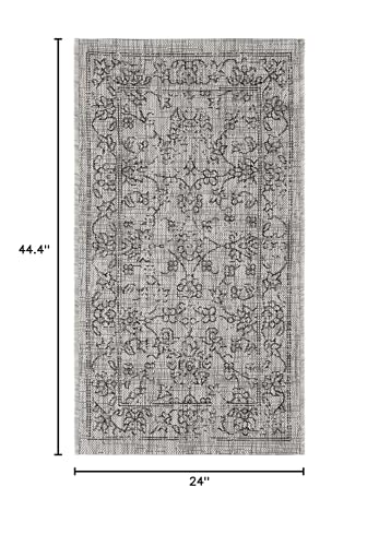 SAFAVIEH Courtyard Collection 2' x 3'7" Grey/Black CY8680 Indoor/ Outside Waterproof Easy cleansingPatio Backyard Mudroom Accent Mat
