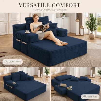 Oversized Chaise Lounge Chair Indoor,Corduroy Upholster Boneless Sofa Bed, view 7