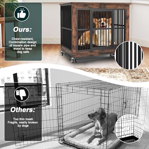 98 cm Wooden Dog Crate End Table for Large Dogs, view 6