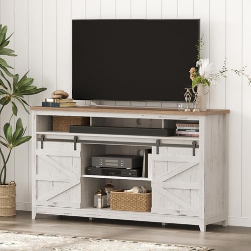 Farmhouse TV Stand for up to 65" TV, Entertainment Center with Ajustable Shelves, view 2