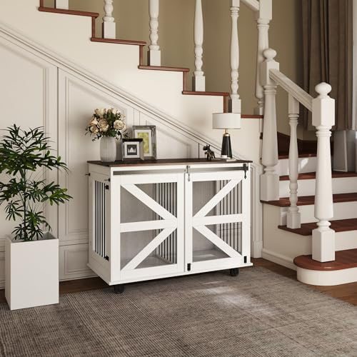 YOPTO 47.2" Double Dog Crate Furniture with Removable Divider, view 3