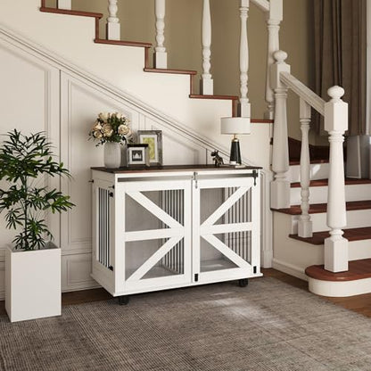YOPTO 47.2" Double Dog Crate Furniture with Removable Divider, view 3