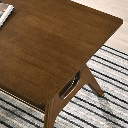 Arona Mid-Century Modern Wood Shelf End Table, Walnut Finish