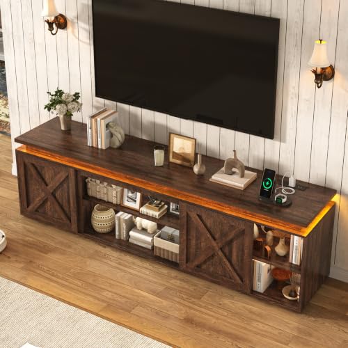 83" Farmhouse TV Stand for TVs Up to 95 Inch,Brown, view 5