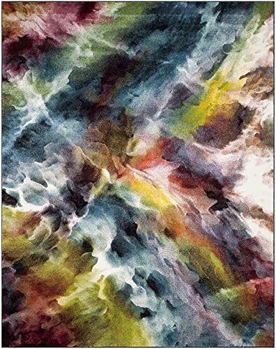 SAFAVIEH Galaxy Collection Area Rug - 6'7" x 9', Multi, Vibrant Abstract Design, Non-Shedding & Easy Care, Ideal for High Traffic Areas in Living Room, Bedroom (GAL110A)