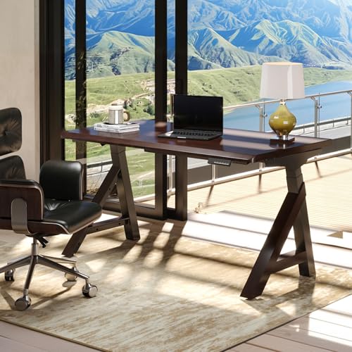 FLEXISPOT 63 x 30 Inch WoodiX Solid Wood Executive Standing Desk, Walnut, view 4