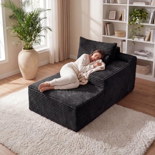 Oversized Chaise Lounge Chair Indoor with Right Armrest & Lumbar Pillow, view 2