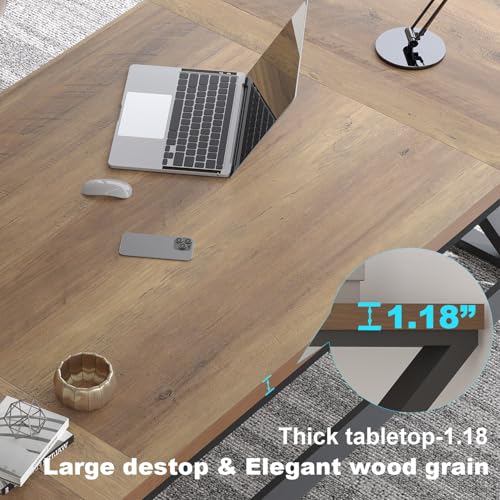 Rustic Large Computer Desk, 79" Extra Long Industrial Home Office Desk, view 5