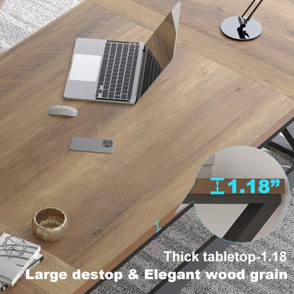 Rustic Large Computer Desk, 79" Extra Long Industrial Home Office Desk, view 5