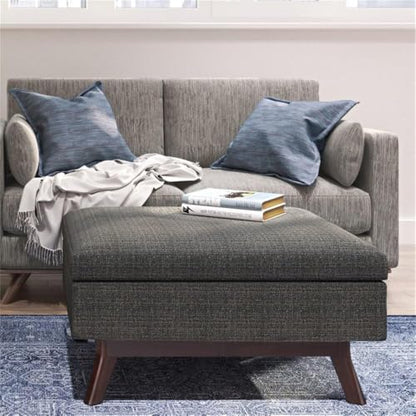 34 in Upholstered Coffee Table Ottoman, Ebony Finish, Solid Wood Frame with Storage Compartment, Mid Century Design, Multi-Functional Accent Furniture for Living Room or Family Room