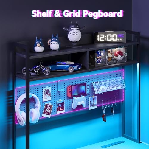 L Shaped Gaming Desk 53" with Hutch, LED Light and Drawer, view 5