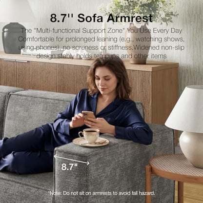 109" Modular Sectional Sofa, No Assembly Cloud Sectional Couch with Smarts Coil® Support, Chenille Fabric L Shape Boneless Couch for Living Room Apartment, Dark Gray(R-Arm 4 Seat w/ 1 Ottoman)