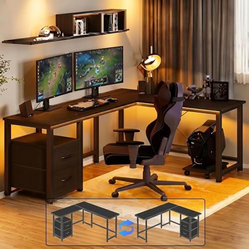 66'' Gaming Desk with USB Ports Reversible L Shaped Computer Desk, view 2