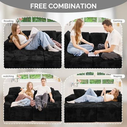 131'' Large Sectional Couches with Chaise, U Shaped Cloud Sofa, No Assembly Required Deep Seat Modular Lounge Bed for Living Room 1PCS, Bedroom