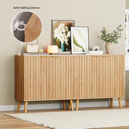 Fluted Storage Cabinet, Buffet Cabinet with Storage, view 7