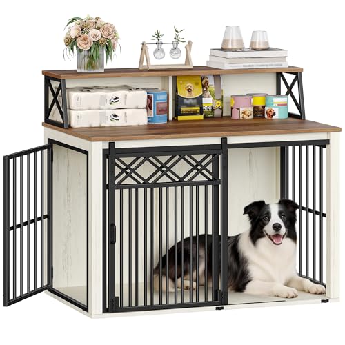 39.4'' L Dog Crate Furniture, Dog Kennel Indoor with Storage Shelf, view 2