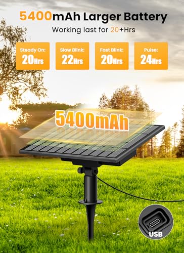 108FT 52LED Solar String Lights Outdoor with Remote & USB Port, view 5