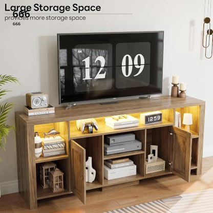 70" TV Stand for TVs up to 80", LED Entertainment Center, Oak Brown, view 5