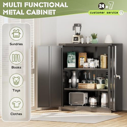 Oakmont Metal Storage Cabinet for Tool Organization, 36" Lockable Garage Storage Cabinets with 2 Doors and 4 Adjustable Shelves, Locking File Cabinet for Office, Home, School (36”-Black)