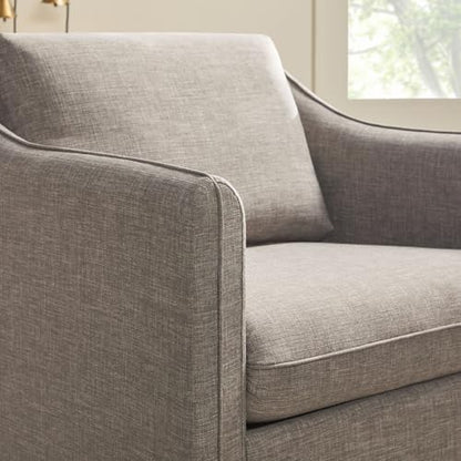 Nash Modern Farmhouse Linen Swivel Accent Chairs, 2-Pack, Dark Grey