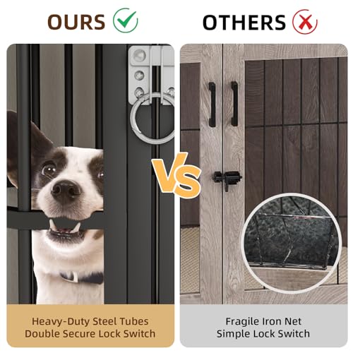 52 Inch Dog Crate Furniture Corner for Large Dogs, Black, view 7