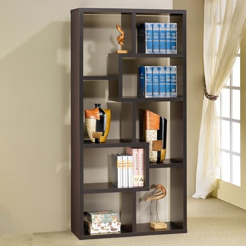 Coaster Theo 71-Inch 6-Shelf Bookshelf with Storage, Cappuccino 800264, view 3