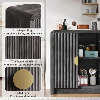 55" Fluted Buffet Sideboard Cabinet with Storage, view 5