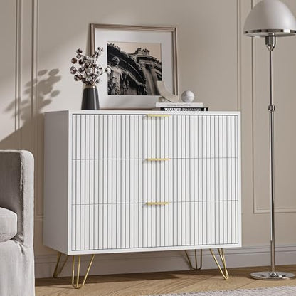 White 3 Drawer Dresser for Bedroom, Modern Closet Dressers Chest of Drawers, view 8