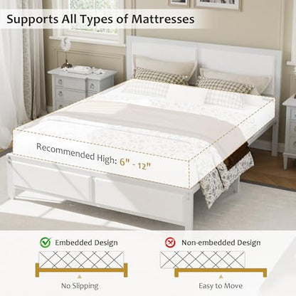 Queen Size Bed Frame with Headboard, view 8