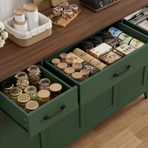 55" W Buffet Cabinet with Storage, Kitchen Storage Cabinet, Green, view 8