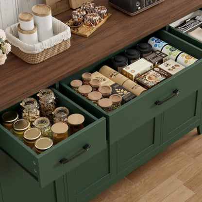 55" W Buffet Cabinet with Storage, Kitchen Storage Cabinet, Green, view 8