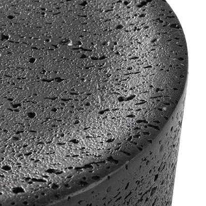 Concrete Outdoor Side Table, Set of 2 Round End Tables, Decorative Garden Stools for Indoor Outdoor, Patio Accent Side Table w Spotted, Nesting, Dark Grey