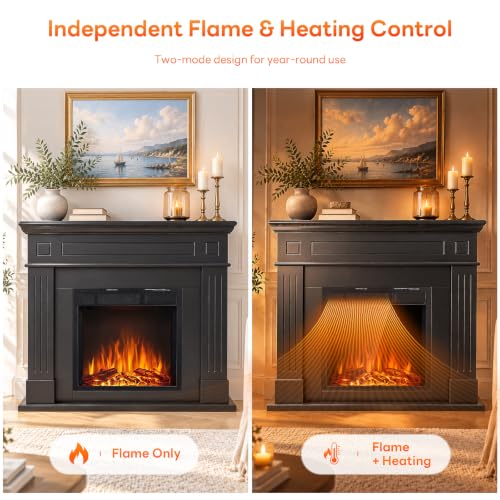Electric Fireplace with Mantel,Dark Black(43inch), view 6