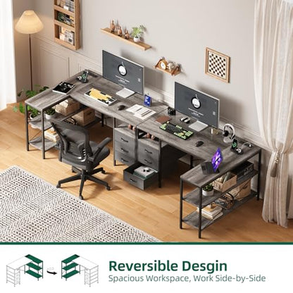 L Shaped Computer Desk with 3 Drawers & Power Outlets, view 5