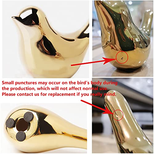 Small Birds Statues Gold Home Decor Modern Style Figurine Decorative Ornaments for Living Room, Bedroom, Office Desktop, Cabinets