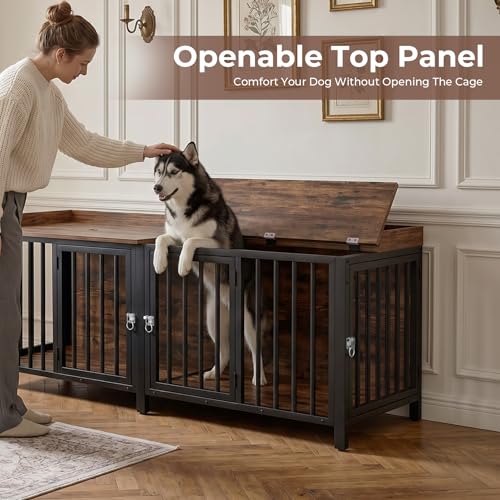78.7" Dog Crate Furniture for 1 or 2 Dogs with 4 Doors, view 5